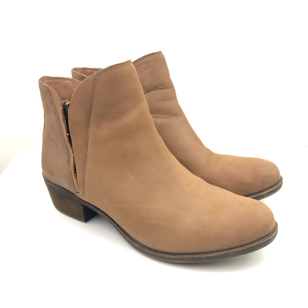 Lucky Brand Brenton Bootie Leather Double Zip Up Size 9 Light Brown